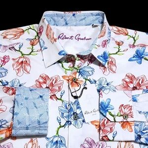 NEW Robert Graham Floral Colorful Long Sleeve 2XL Classic Fit Shirt